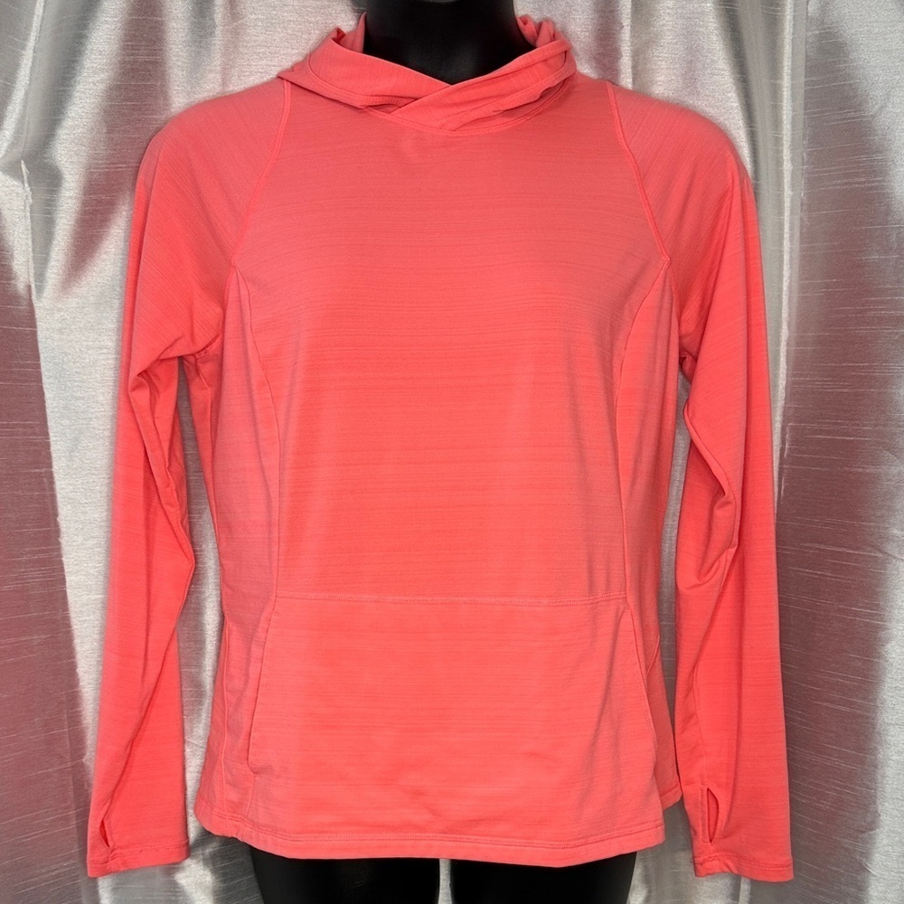Fila Sport Athletic Pullover Womens XL Thumb Holes Kangaroo Pouch Neon Orange